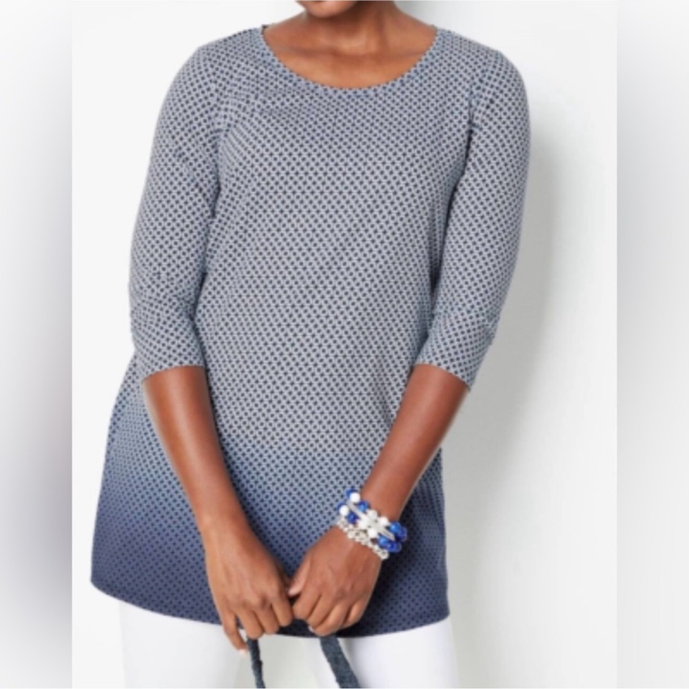 J. Jill Pure Jill Ballet Sleeve Tunic // Blue Ombré Medallion // Small